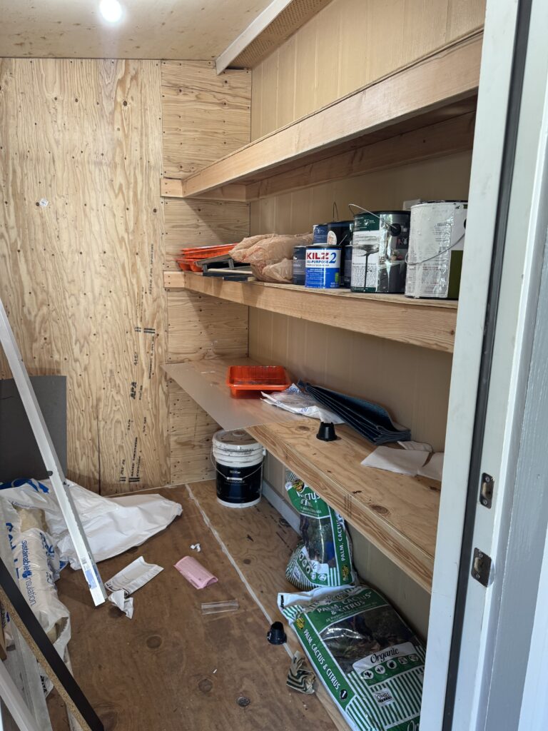 Shelving in the shed.