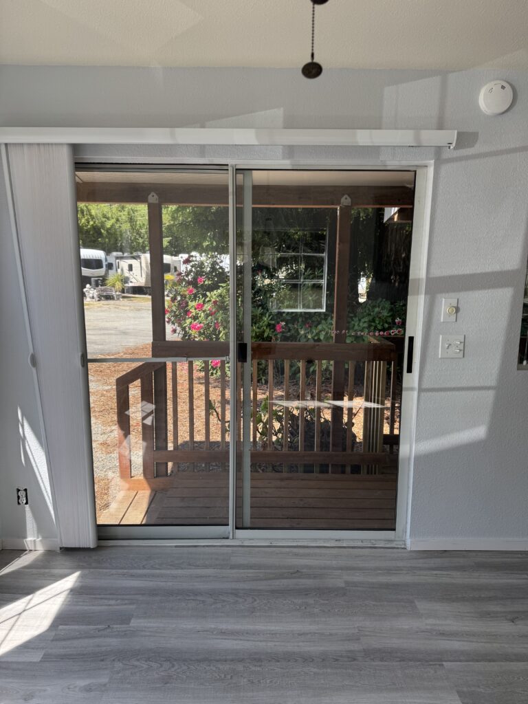 Sliding glass door to living room